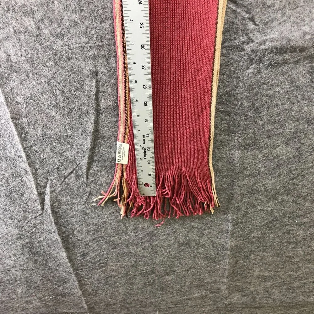 V. Fraas Germany 100% Bamboo Fringe Rectangle Scarf Pink Raspberry Stripe Womens